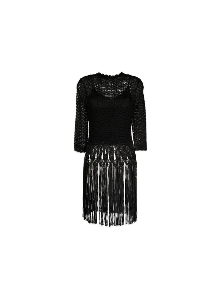 Schwarz Viskose Casual Kleid