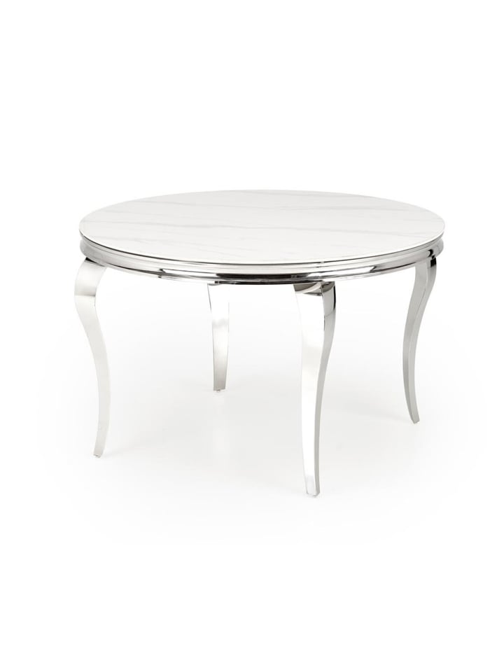 Esstisch Reginald weiß Marmor / silber 120 / 120 / 76cm