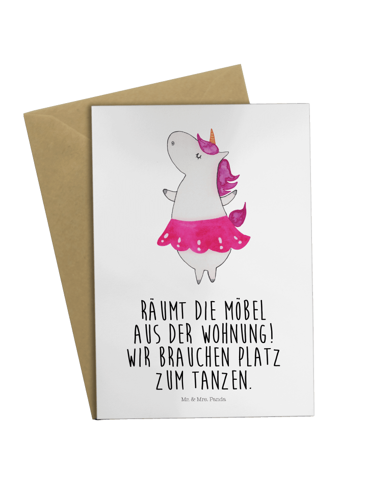 Glückwunschkarte Einhorn Ballerina mit Spruch in Weiß