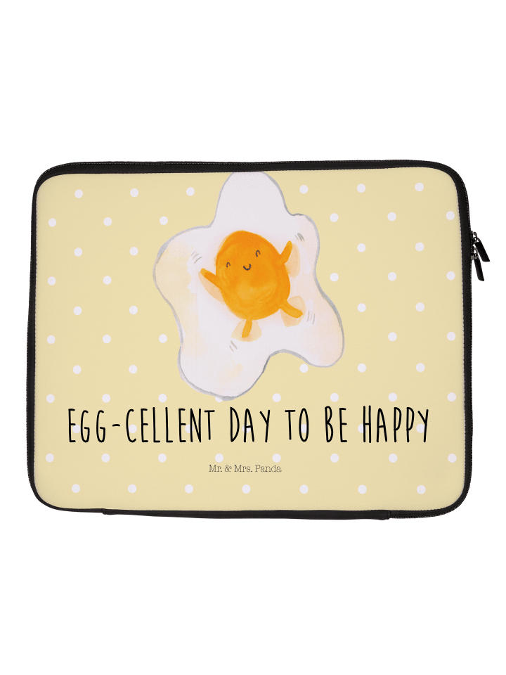 Laptoptasche Spiegelei Ei mit Spruch in Gelb Pastell