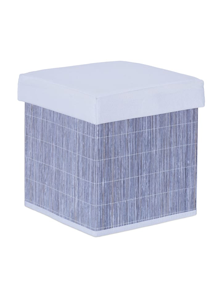 Sitzhocker in Grau/ Weiß - (B)35 x (H)35 x (T)35 cm