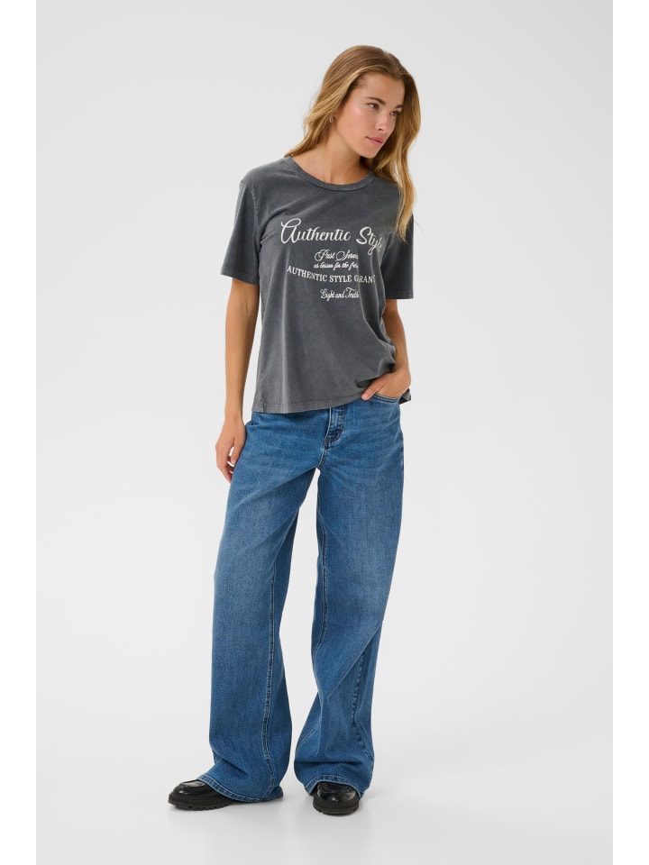 Kurzarm-Bluse KAvia Regular fit in Black Acid Wash W. Chalk AOP