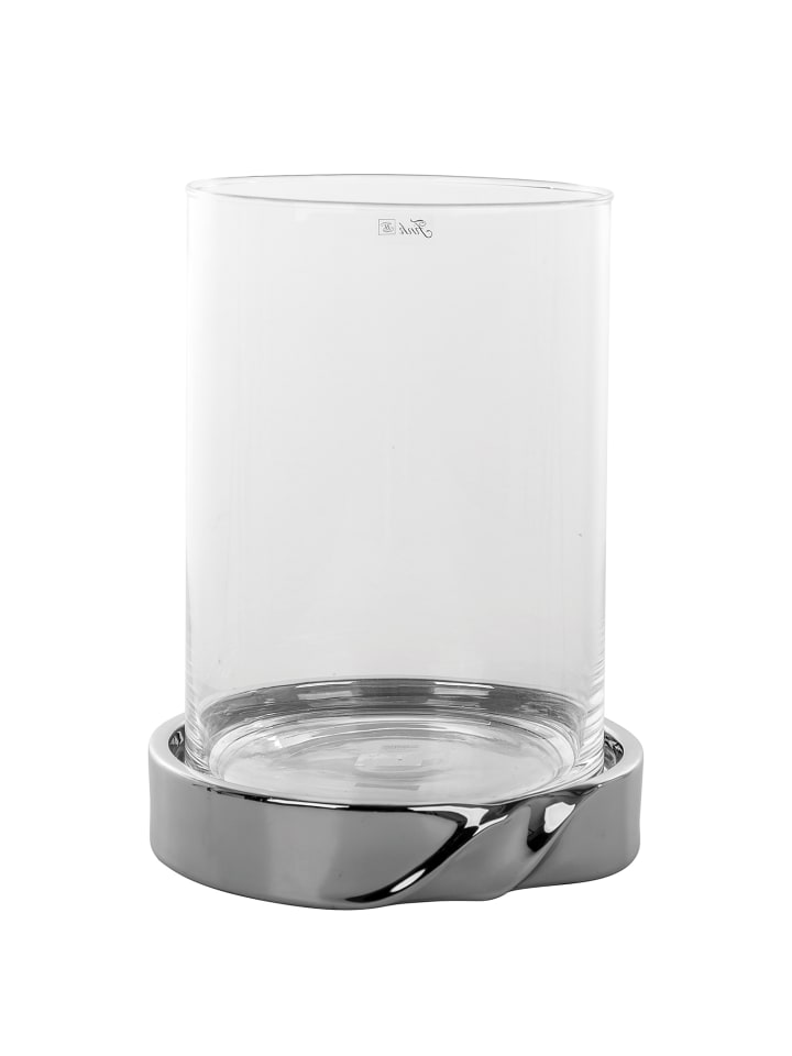 Windlicht mit Glas Le Decor silberfarben - (H) 31 cm