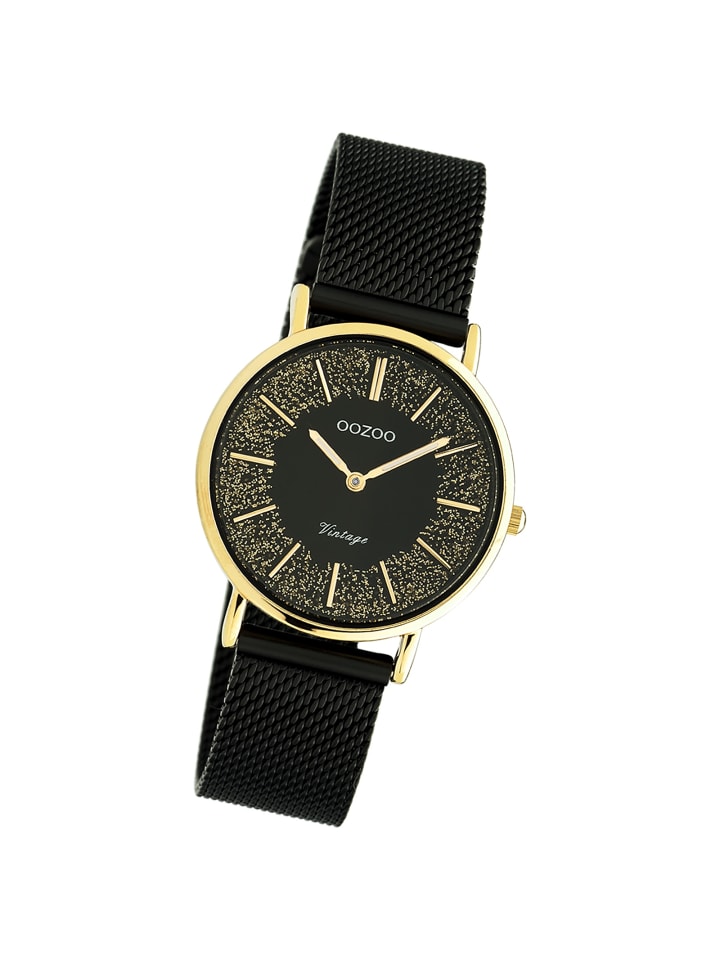 Analog-Armbanduhr Oozoo Vintage Series schwarz mittel (ca. 32mm)
