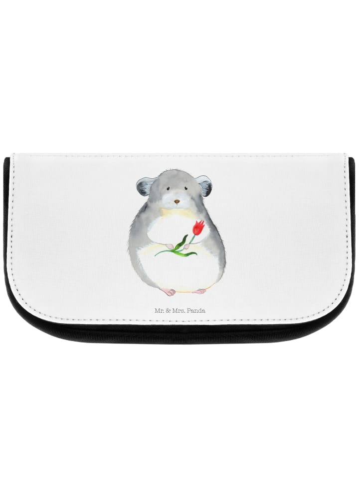 Kosmetiktasche Chinchilla Blume ohne Spruch in Weiß