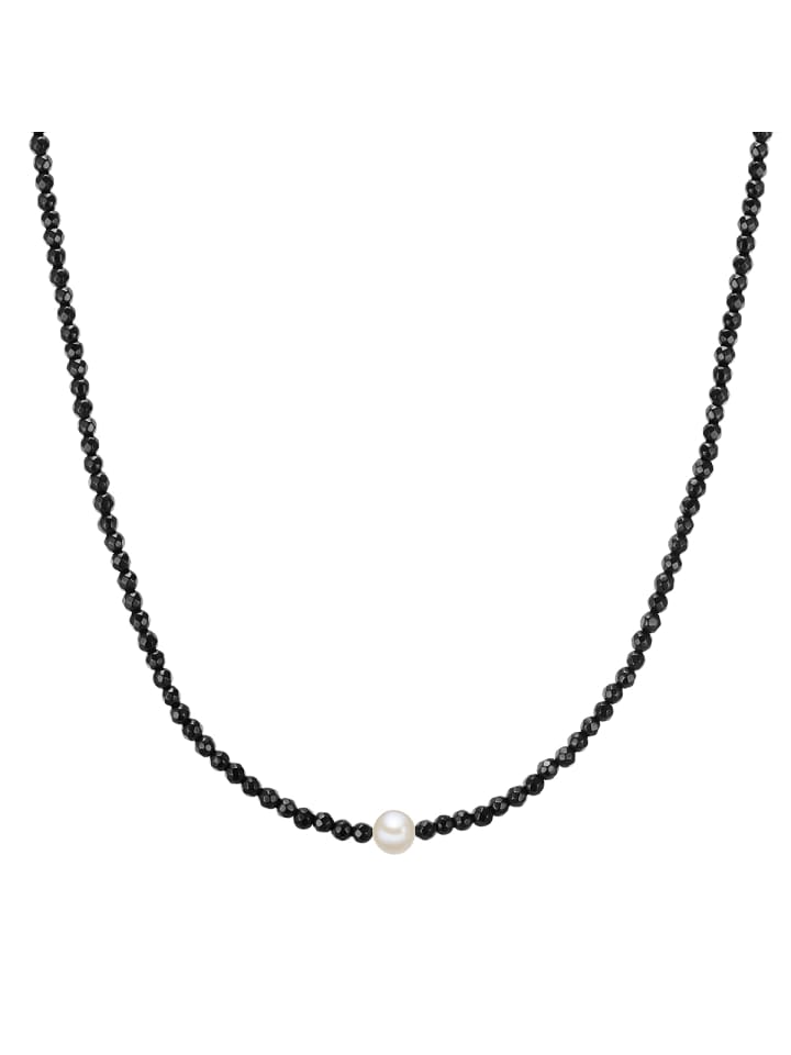 Perlen-Kette aus Sterling Silber mit Achat und Süßwasser-Zuchtperle in silber