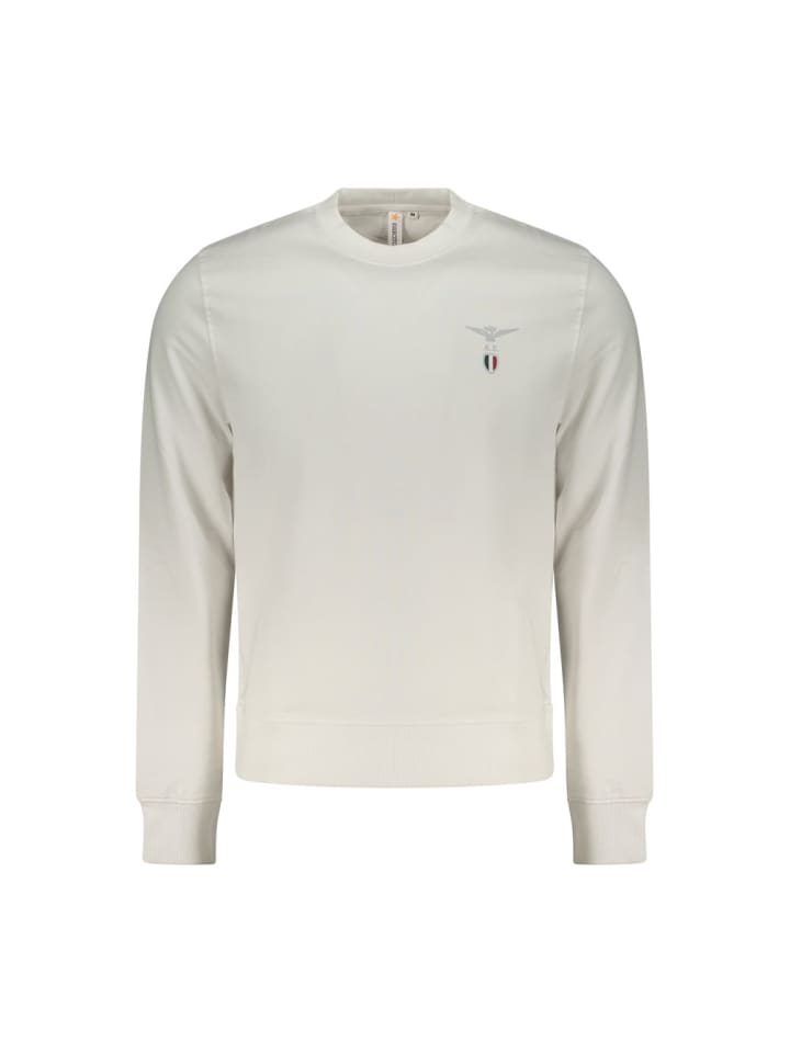 Weiß Baumwolle Herren Sweatshirt