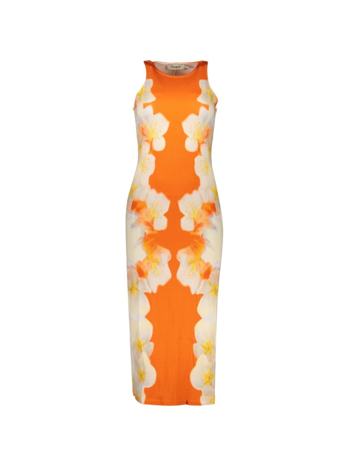 Orange Viskose Damen Kleid