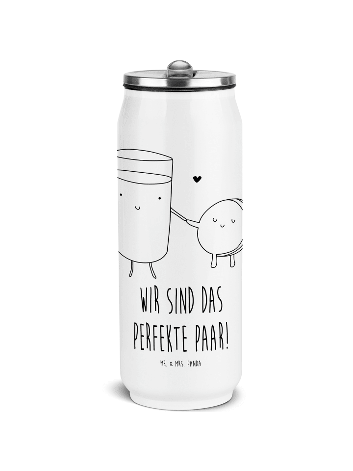 Trinkflasche Edelstahl Milch Keks mit Spruch in Weiß