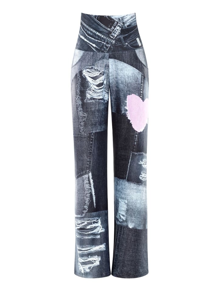 Functional Comfort Wide Leg Pants CUL101C in patchwork grey