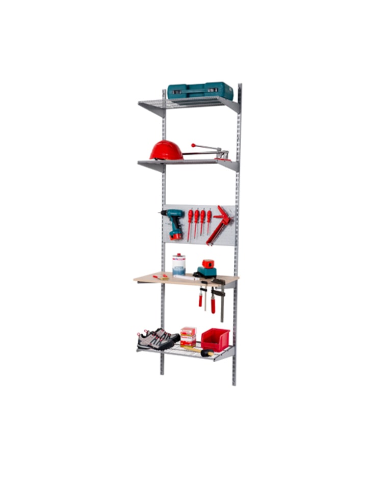 Hobbyraum/Garage Staxx" in Eiche Sägerau/Silber - (B)65 x (H)223 x (T)62cm