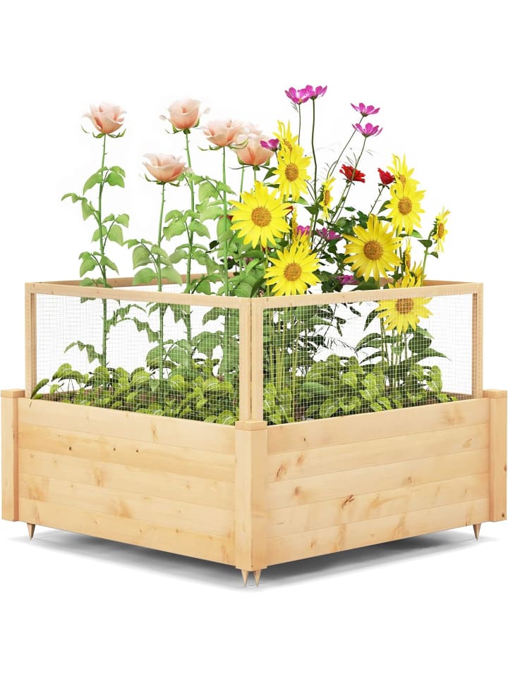 Hochbeet mit Schutzgitter 107cm in Beige
