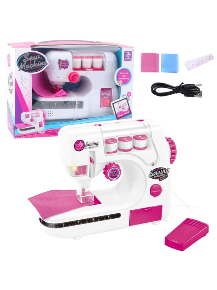 Lean Toys Nähmaschine für Kinder, Faden, Material, Lichter, Geräusche