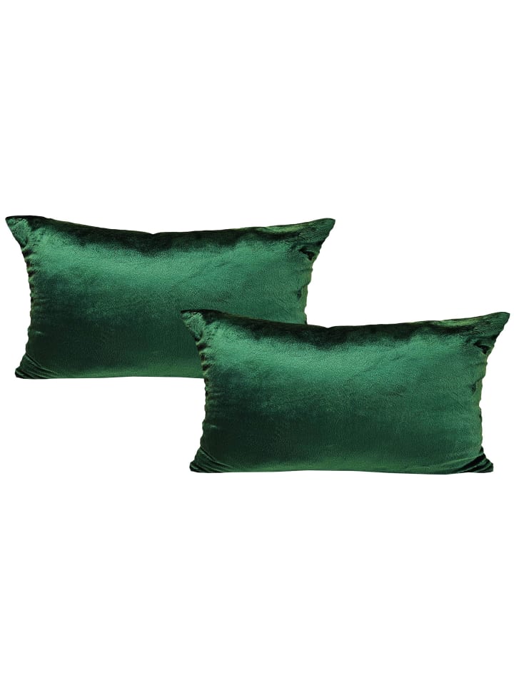 2er Set Teddy Flausch Kissen 30x50cm in grün