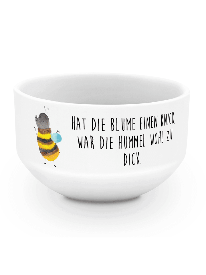 Obstschale Hummel flauschig mit Spruch in Weiß