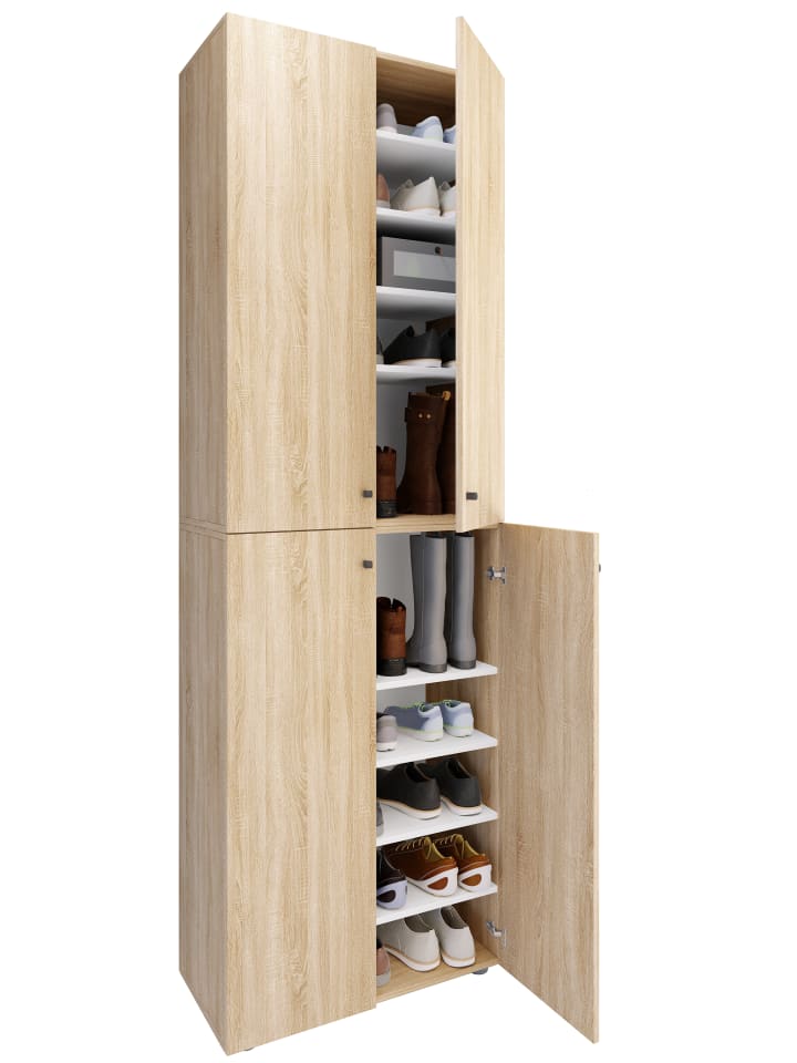 XL Holz Großer Schuhschrank Schuhkommode Lona 10 in Sonoma-Eiche