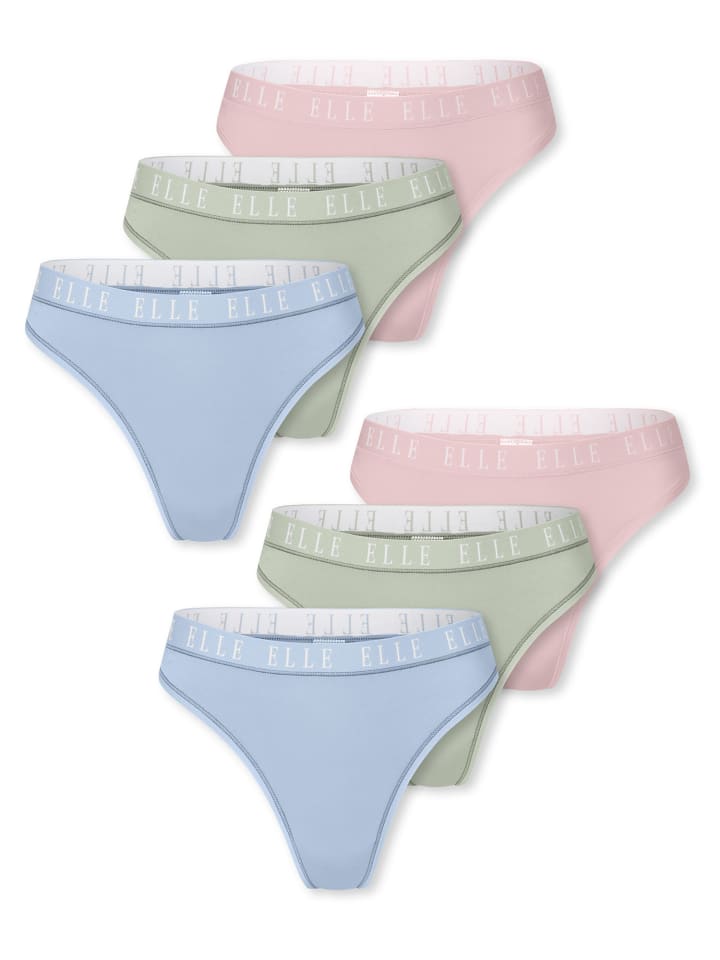 Tanga Thong - ELLE LOGO in Rose, light green, light blue