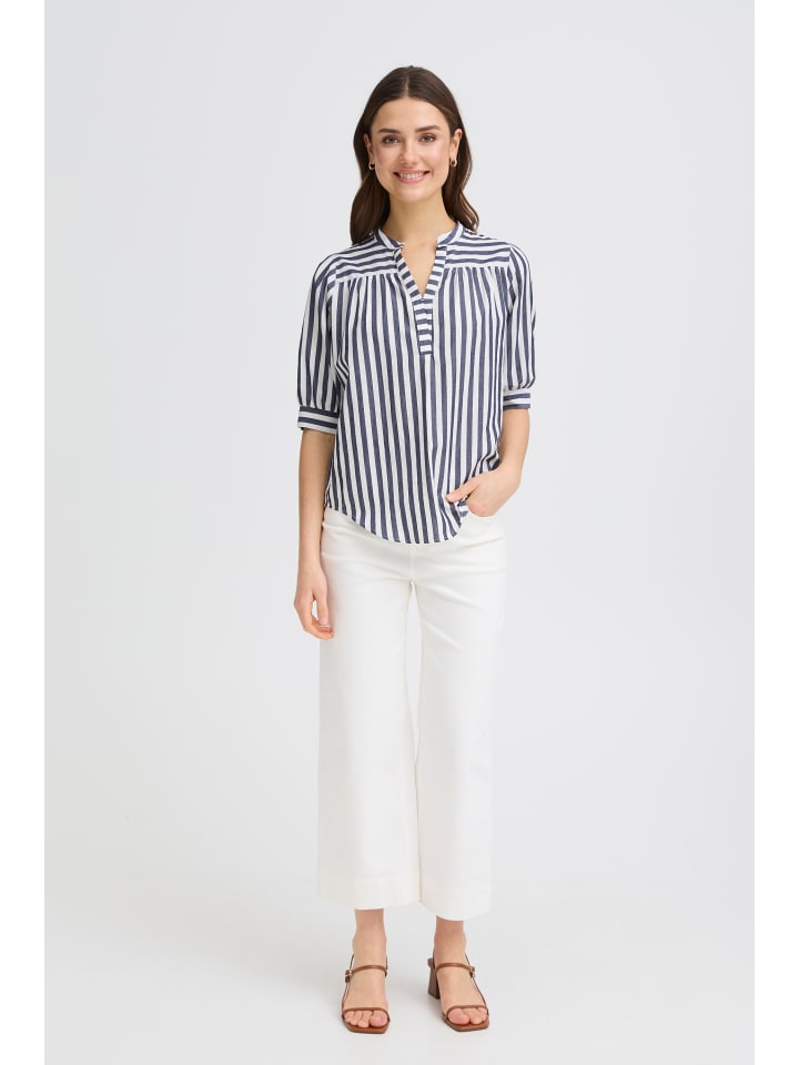 Bluse kurzarm FRDONNIE Regular fit in NAVY BLAZER WHITE STRIPE