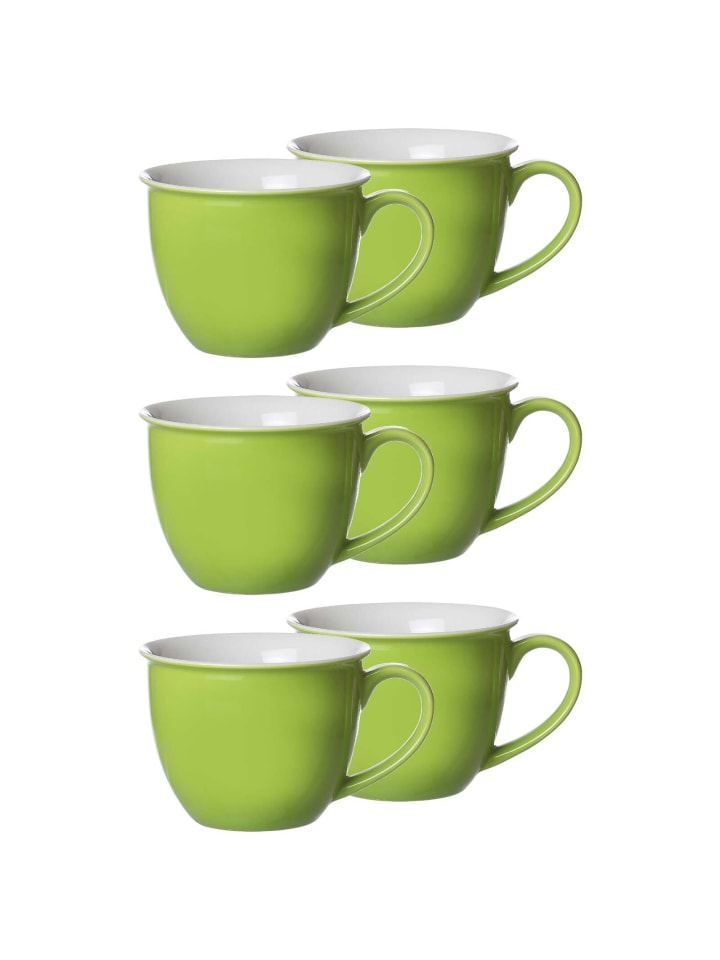 6er Set Jumbotassen Doppio in Grün 350 ml