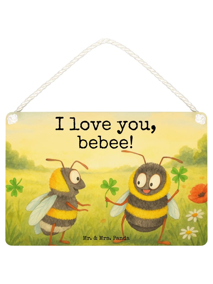 Schild Bienen Paar Design mit Spruch in Weiß