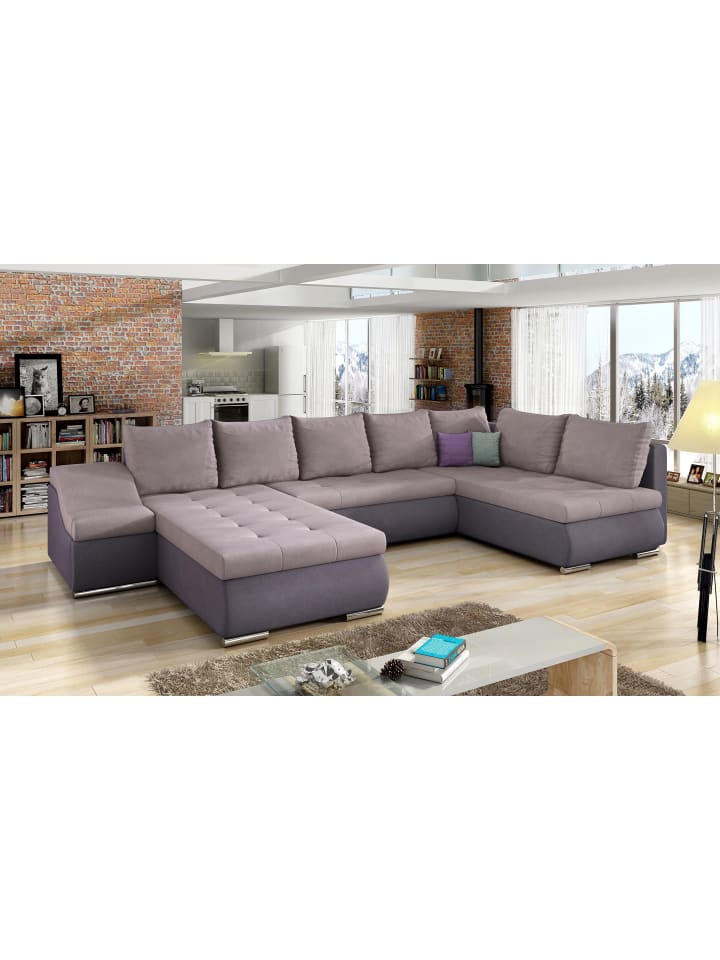 Gio Recamiere Links in Lila - (L) 190 x (B) 351 x (H) 82 cm