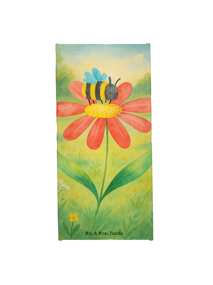 Saunatuch Hummel Blume Design ohne Spruch in Weiß
