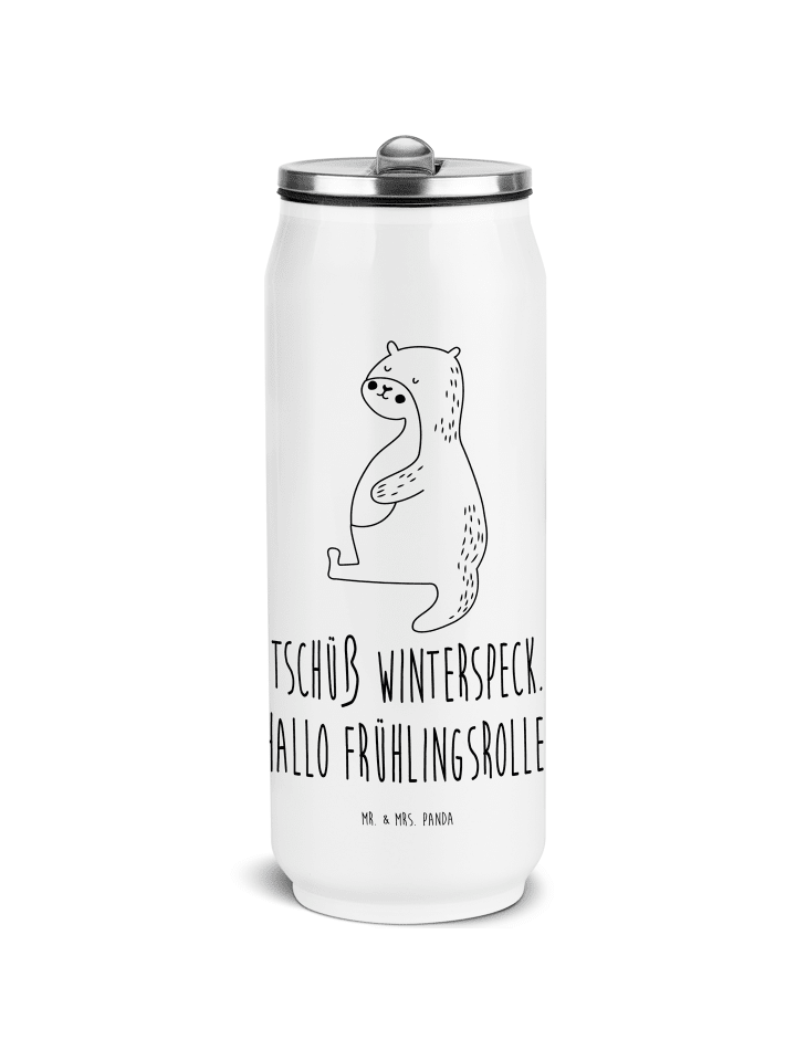 Thermosflasche Otter Bauch mit Spruch in Weiß
