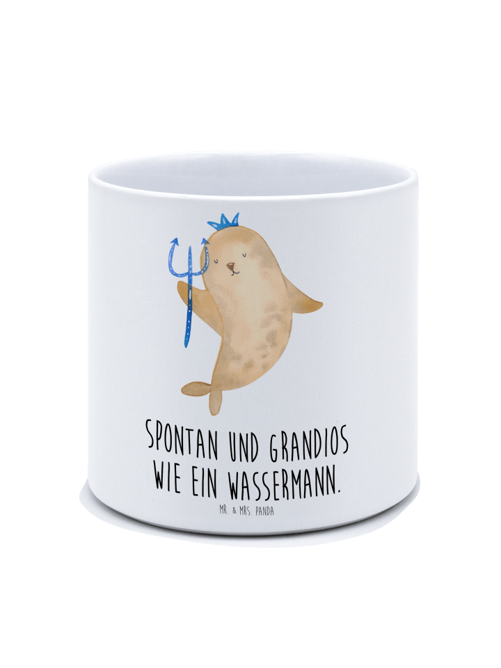 Blumentopf Sternzeichen Wassermann mit Spruch in Weiß