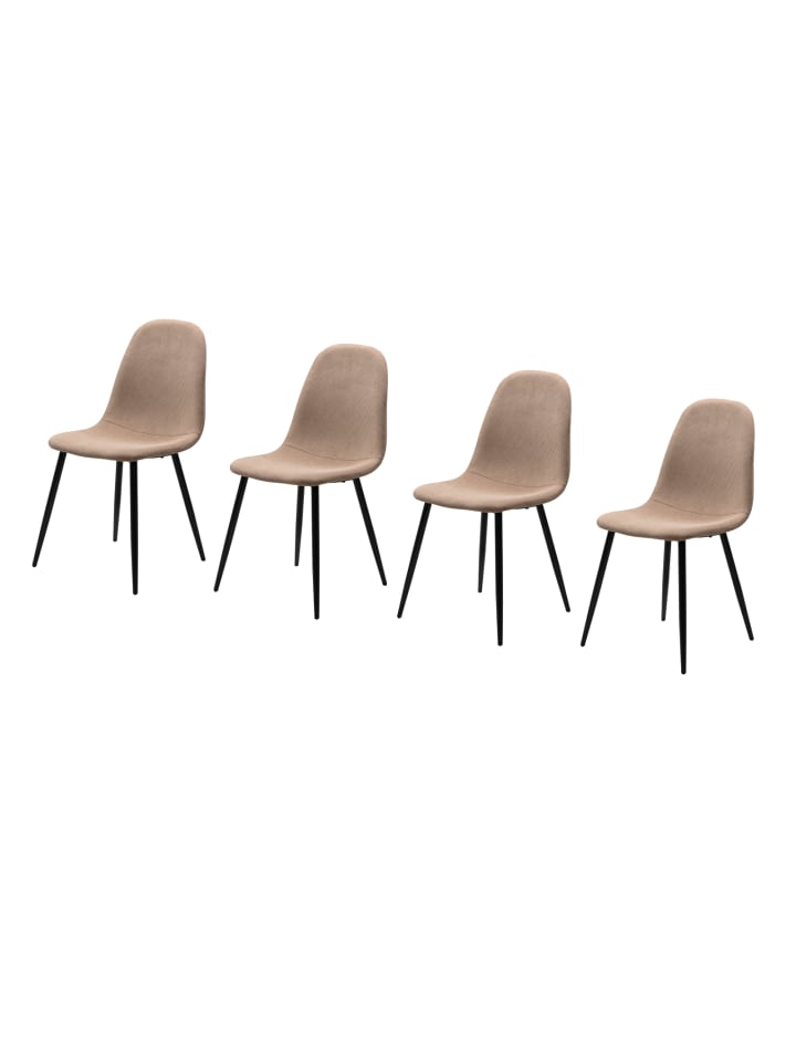 Stuhl 4er-Set braun Cord, Esszimmerstuhl mit 4-Fuß-Gestell