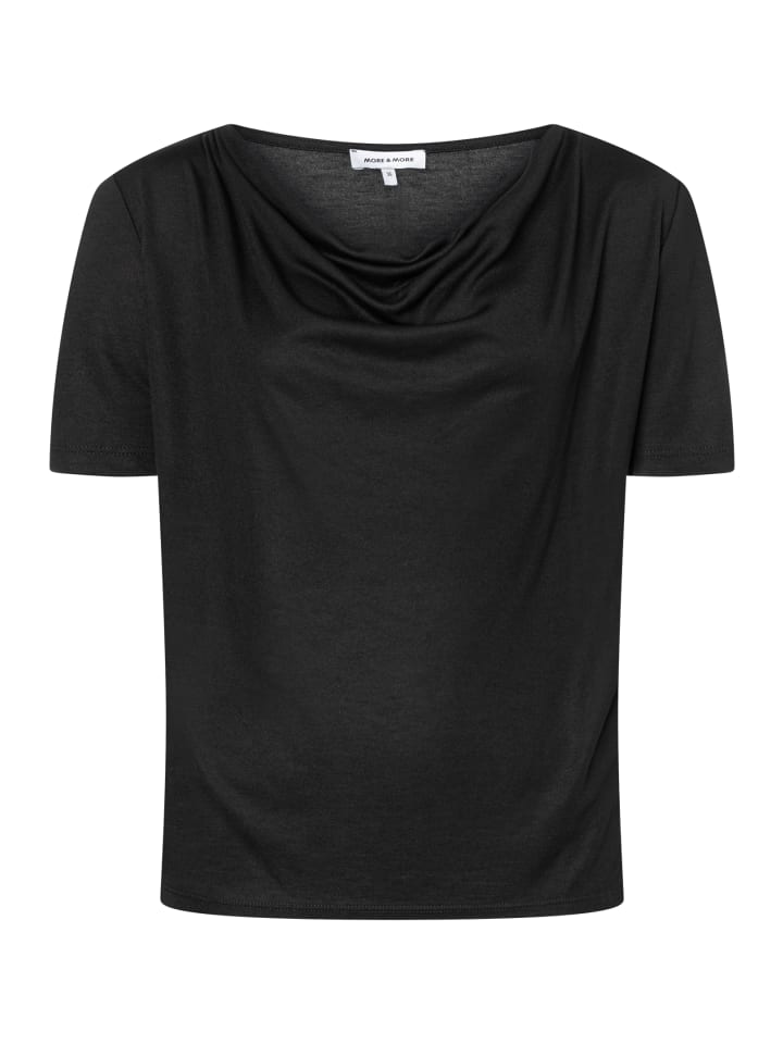 feminines Shirt mit Wasserfall-Ausschnitt in black