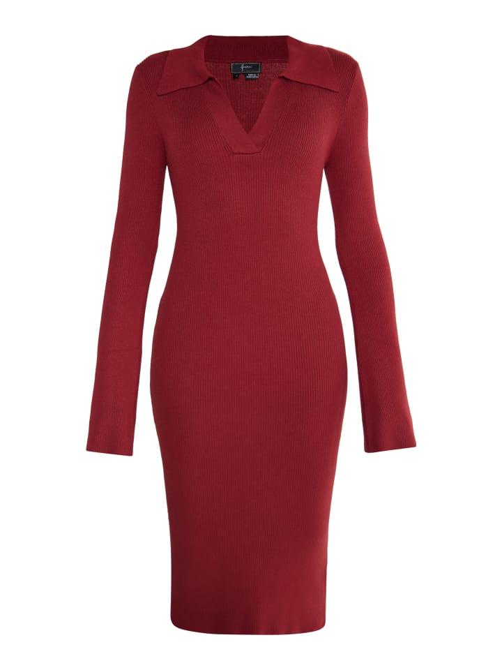 Damen Jersey Etuikleid in Weinrot