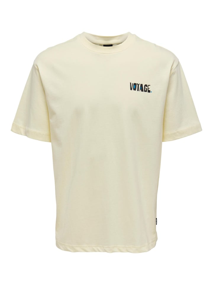 Oversized Rundhals PrintT-Shirt Baumwolle ONSGARTH in Gelb