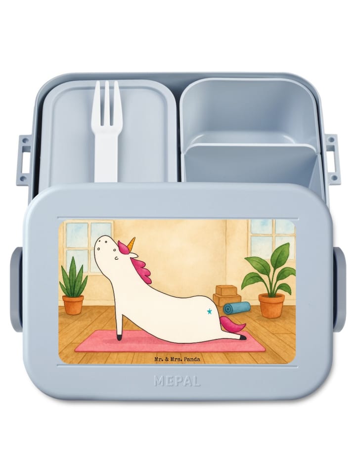 Bentobox Einhorn Yoga Design ohne Spruch in Blau Pastell
