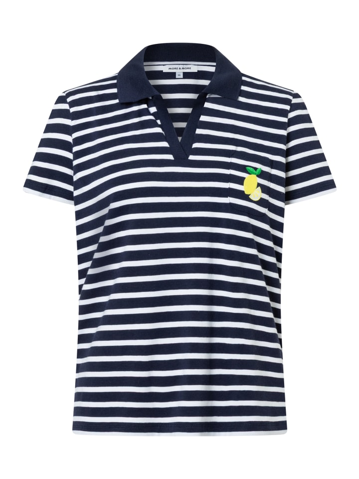 sportives Kurzarm- Poloshirt, gestreift in marine/white