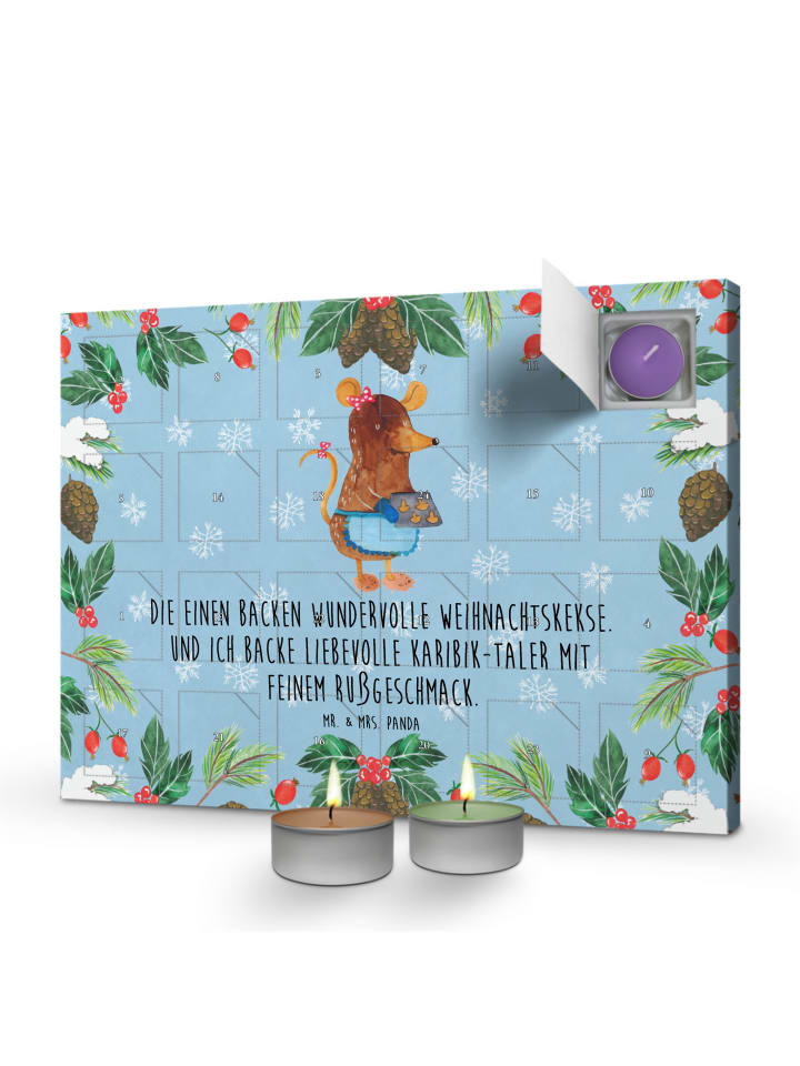 Adventskalender Maus Kekse mit Spruch in Eisblau