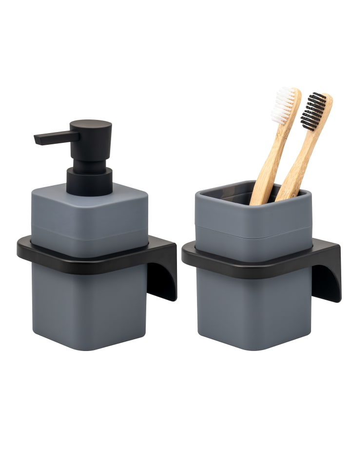 2tlg. - Bad-Accessoires -Set SAVONA Softtouch, eckig