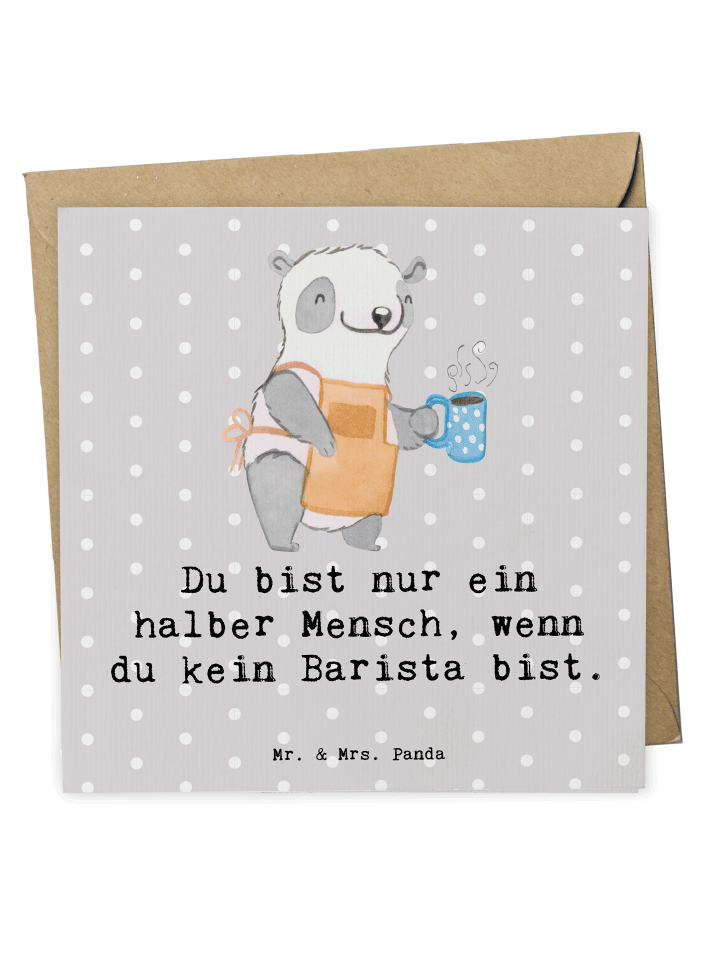 Glückwunschkarte Barista Herz mit Spruch in Grau Pastell