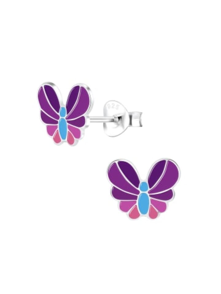 Ohrstecker SCHMETTERLING lilafarbener Regenbogen in 925 Silber