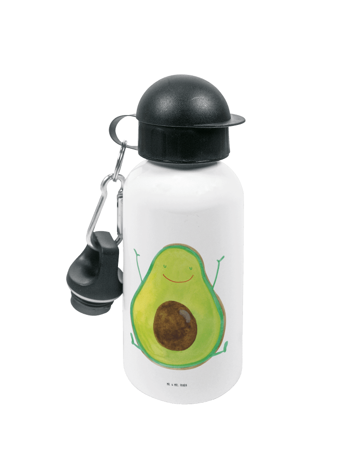 Trinkflasche Avocado Glücklich ohne Spruch in Weiß