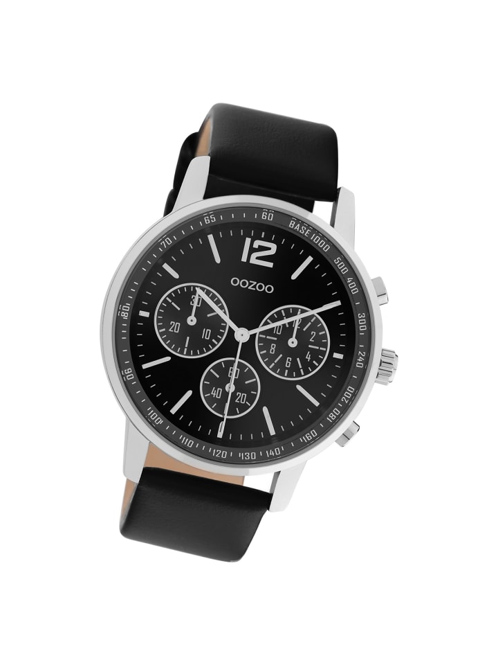 Analog-Armbanduhr Oozoo Timepieces schwarz groß (ca. 42mm)