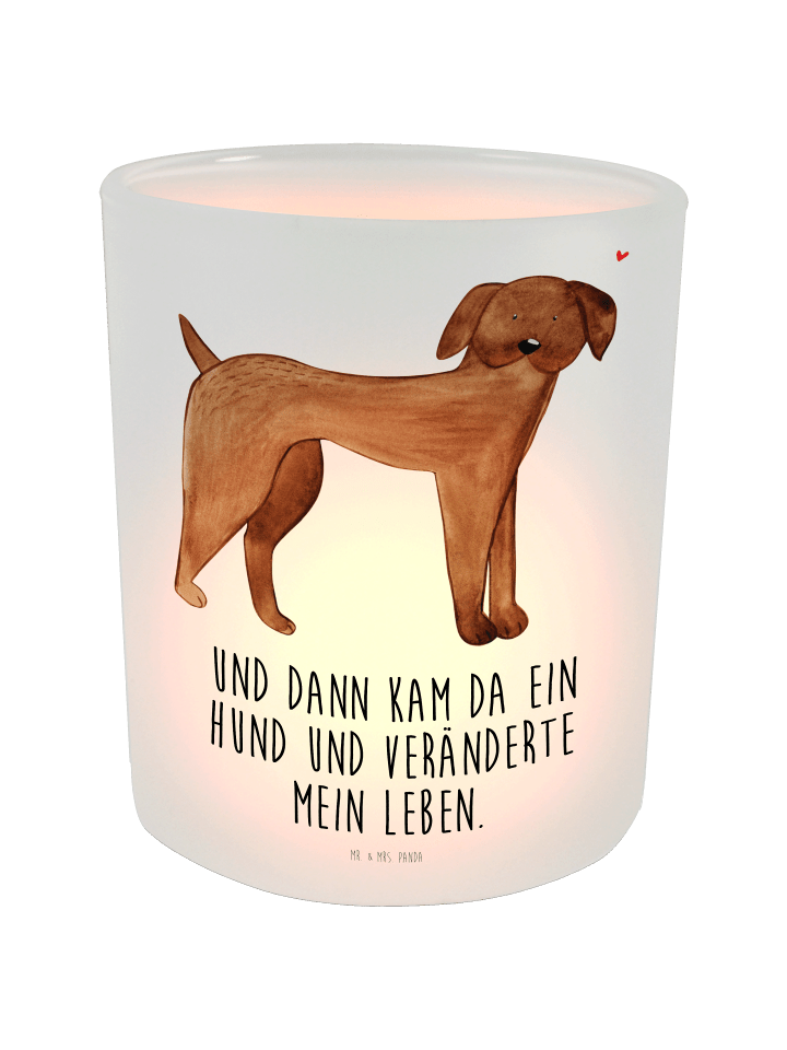 Windlicht Hund Dogge mit Spruch in Transparent