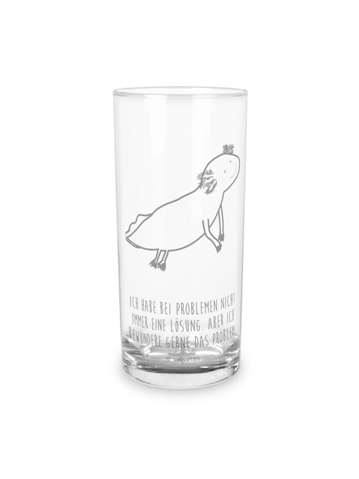 Wasserglas Axolotl Schwimmen mit Spruch in Transparent