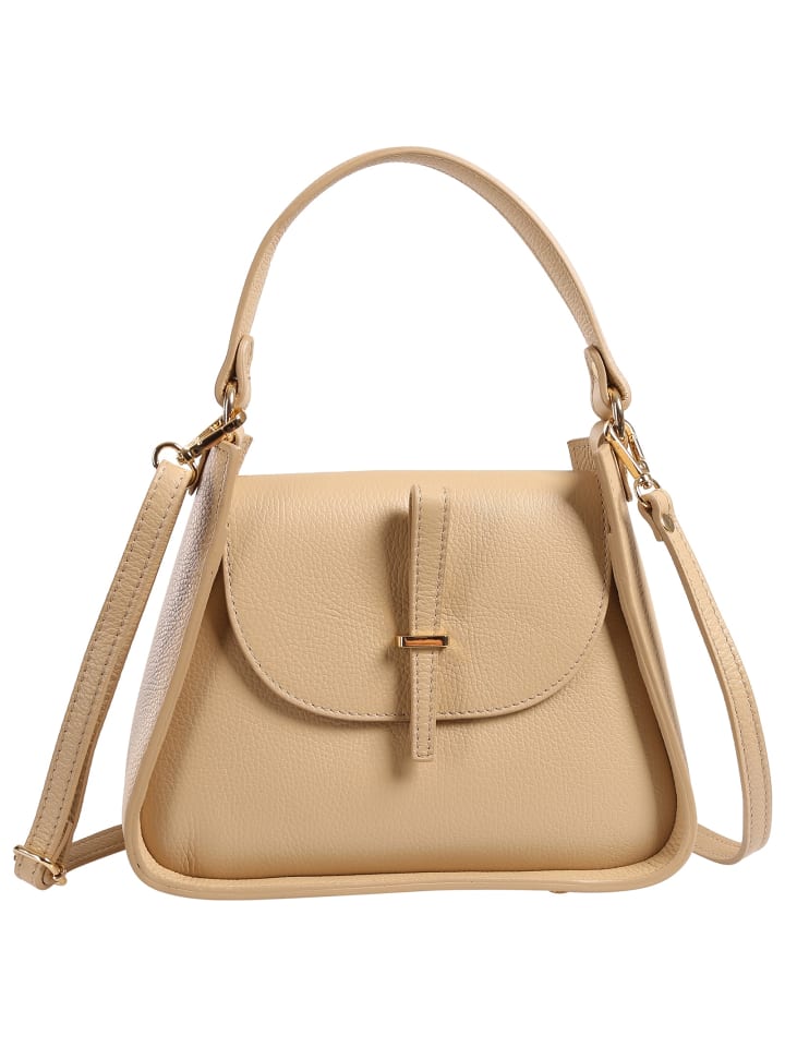 Toscanto Schultertasche Leder beige, camel ca. 26cm