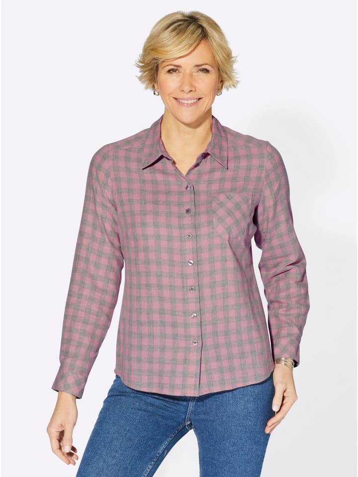 Flanell-Bluse in hortensie-kariert