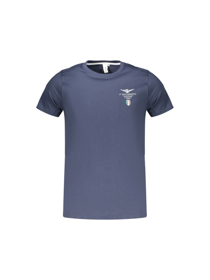 Blau Baumwolle Herren T-Shirt