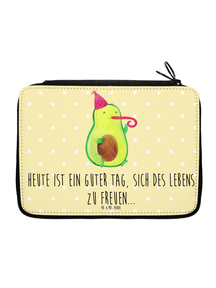 Federmappe Avocado Feier mit Spruch in Gelb Pastell