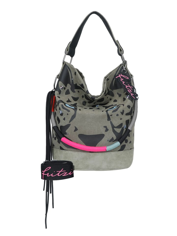 Tasche Izzy07 Olga Limited Canvas Panther Spotty in Schwarz