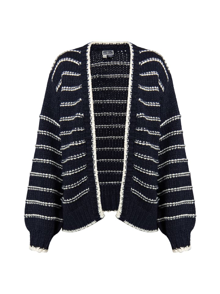 Damen Strickjacke in Marine Wollweiss