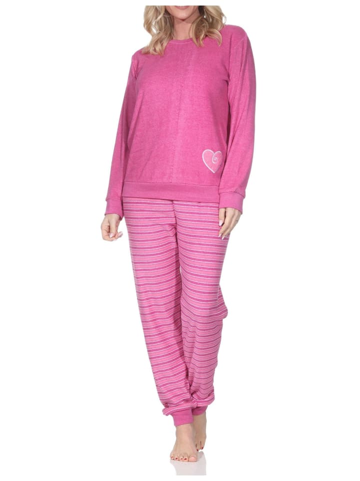 Frottee Schlafanzug Bündchen - 88943 in pink
