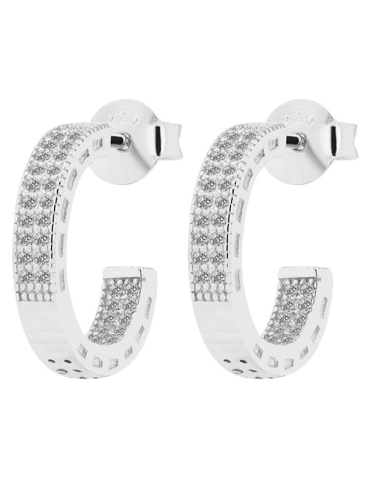Damen Creolen aus 925 Silber mit Zirkonia in silber